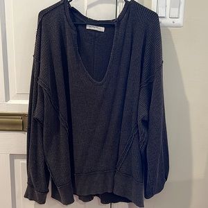 Free People Women’s Black Buttercup Thermal Top Size Medium